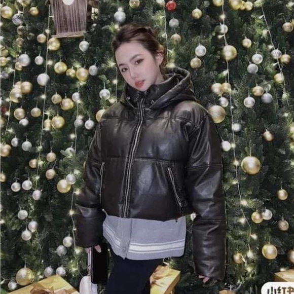 Zara Faux Leather Cropped Puffer Anorak - Picture 2 of 8